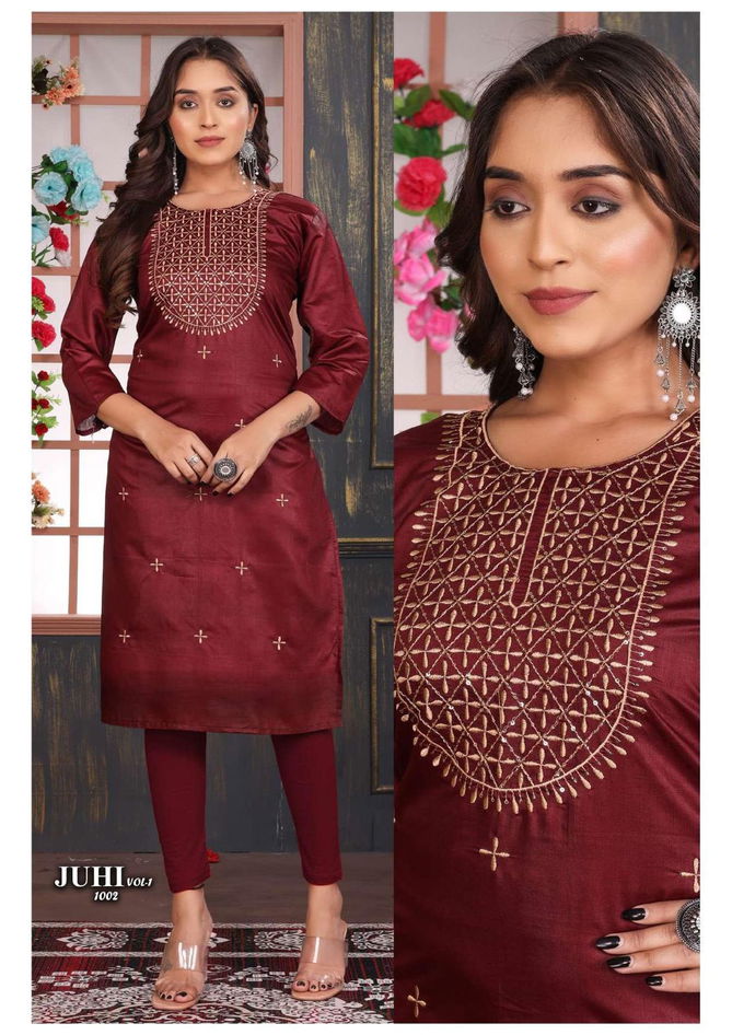 Golden Juhi Vol 1 Wholesale Designer Kurtis Catalog
